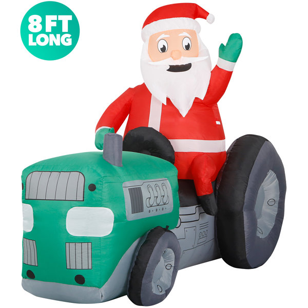 The Holiday Aisle 8 Ft Inflatable Christmas Tractor Santa Outdoor